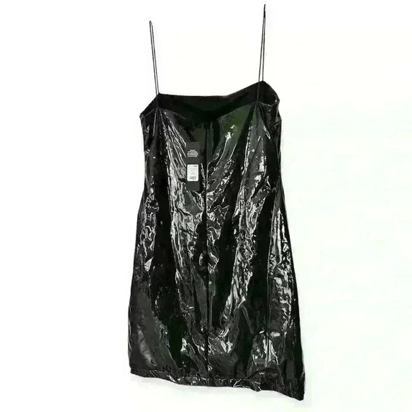 NWT Secrets Womens Patent Leather Bodycon Dress with Spaghetti Straps Size Large - Picture 5 of 9